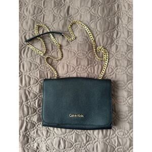 Vintage Black Calvin Klein Cross Body Bag with Gold Hardware